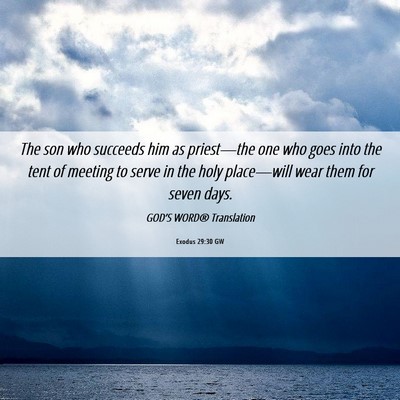 Picture 06 - Exodus 29:30 GW - The son who succeeds him as priest—the one who - Bible Verse Picture