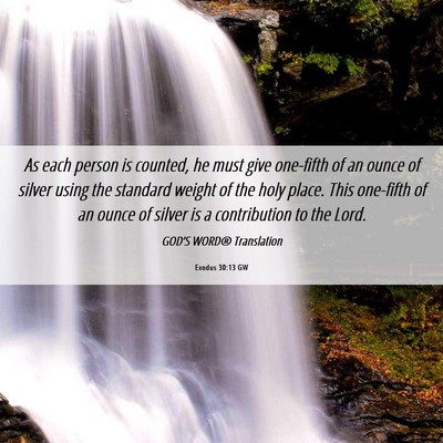 Picture 06 - Exodus 30:13 GW - As each person is counted, he must give one-fifth - Bible Verse Picture