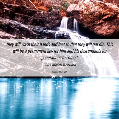 Picture 06 - Exodus 30:21 GW - they will wash their hands and feet so that they - Bible Verse Picture