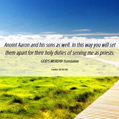 Picture 06 - Exodus 30:30 GW - Anoint Aaron and his sons as well. In this way - Bible Verse Picture
