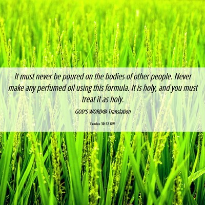 Picture 06 - Exodus 30:32 GW - It must never be poured on the bodies of other - Bible Verse Picture