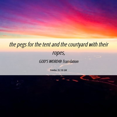 Picture 06 - Exodus 35:18 GW - the pegs for the tent and the courtyard with - Bible Verse Picture