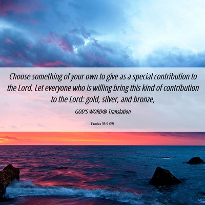 Picture 06 - Exodus 35:5 GW - Choose something of your own to give as a special - Bible Verse Picture