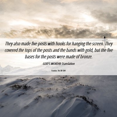 Picture 06 - Exodus 36:38 GW - They also made five posts with hooks for hanging - Bible Verse Picture