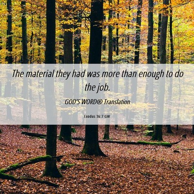 Picture 06 - Exodus 36:7 GW - The material they had was more than enough to do - Bible Verse Picture
