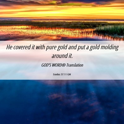 Picture 06 - Exodus 37:11 GW - He covered it with pure gold and put a gold - Bible Verse Picture