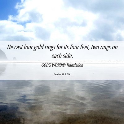 Picture 06 - Exodus 37:3 GW - He cast four gold rings for its four feet, two - Bible Verse Picture