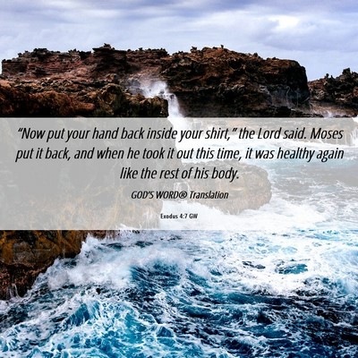 Picture 06 - Exodus 4:7 GW - “Now put your hand back inside your shirt,” - Bible Verse Picture