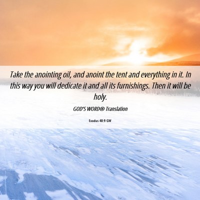 Picture 06 - Exodus 40:9 GW - Take the anointing oil, and anoint the tent and - Bible Verse Picture