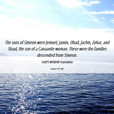 Picture 06 - Exodus 6:15 GW - The sons of Simeon were Jemuel, Jamin, Ohad, - Bible Verse Picture