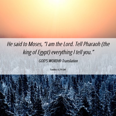 Picture 06 - Exodus 6:29 GW - He said to Moses, “I am the Lord. Tell Pharaoh - Bible Verse Picture