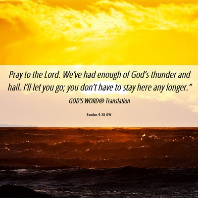 Picture 06 - Exodus 9:28 GW - Pray to the Lord. We’ve had enough of God’s - Bible Verse Picture