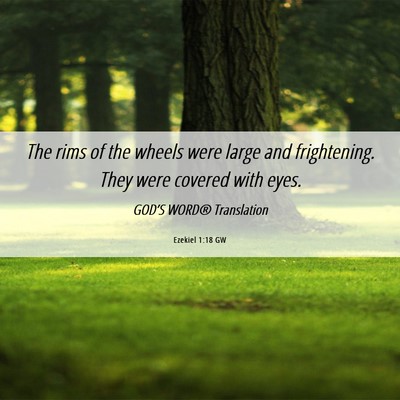 Picture 06 - Ezekiel 1:18 GW - The rims of the wheels were large and - Bible Verse Picture