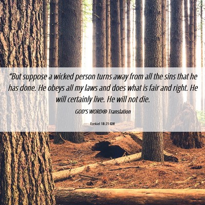 Picture 06 - Ezekiel 18:21 GW - “But suppose a wicked person turns away from - Bible Verse Picture