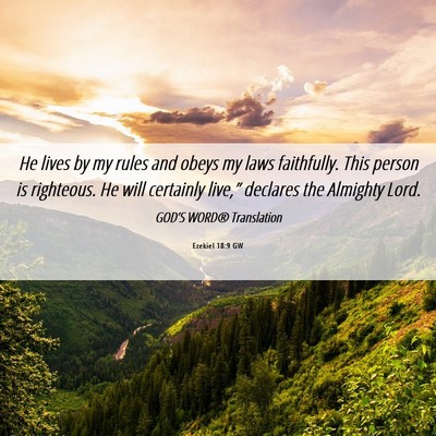 Picture 06 - Ezekiel 18:9 GW - He lives by my rules and obeys my laws - Bible Verse Picture