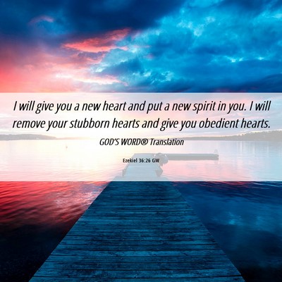 Picture 06 - Ezekiel 36:26 GW - I will give you a new heart and put a new spirit - Bible Verse Picture