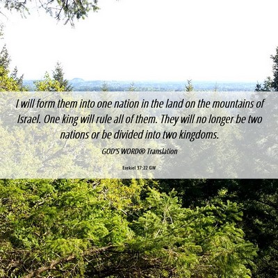 Picture 06 - Ezekiel 37:22 GW - I will form them into one nation in the land on - Bible Verse Picture
