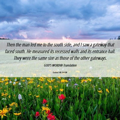 Picture 06 - Ezekiel 40:24 GW - Then the man led me to the south side, and I saw - Bible Verse Picture