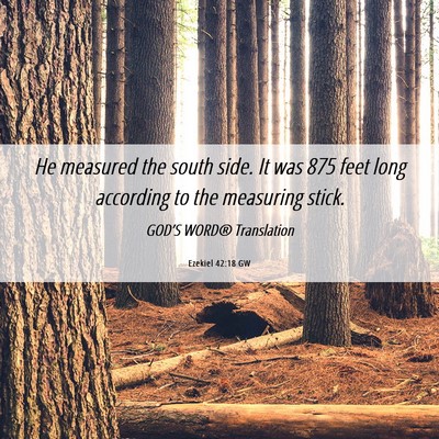 Picture 06 - Ezekiel 42:18 GW - He measured the south side. It was 875 feet long - Bible Verse Picture