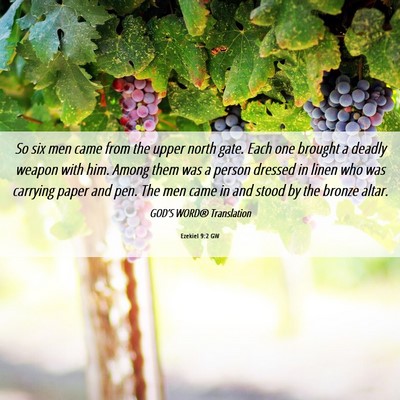 Picture 06 - Ezekiel 9:2 GW - So six men came from the upper north gate. Each - Bible Verse Picture