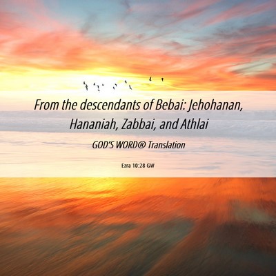 Picture 06 - Ezra 10:28 GW - From the descendants of Bebai: Jehohanan, - Bible Verse Picture