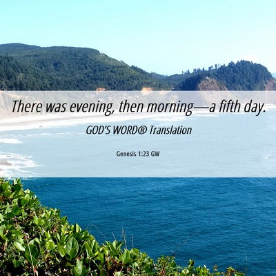Picture 06 - Genesis 1:23 GW - There was evening, then morning—a fifth - Bible Verse Picture