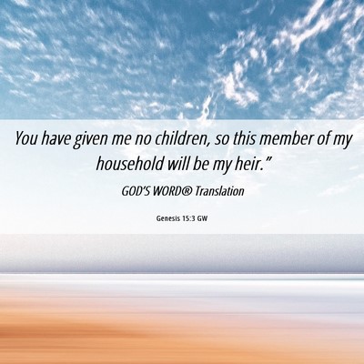 Picture 06 - Genesis 15:3 GW - You have given me no children, so this member of - Bible Verse Picture