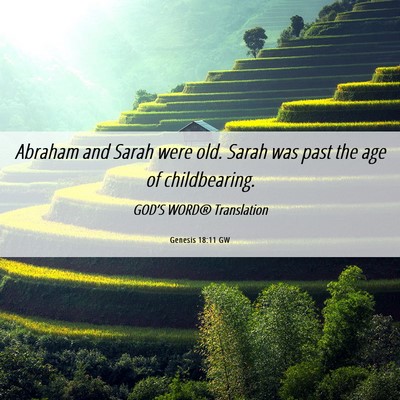 Picture 06 - Genesis 18:11 GW - Abraham and Sarah were old. Sarah was past the - Bible Verse Picture