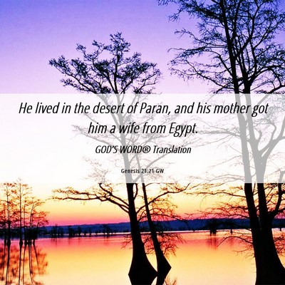 Picture 06 - Genesis 21:21 GW - He lived in the desert of Paran, and his mother - Bible Verse Picture