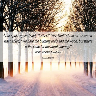 Picture 06 - Genesis 22:7 GW - Isaac spoke up and said, “Father?” “Yes, - Bible Verse Picture