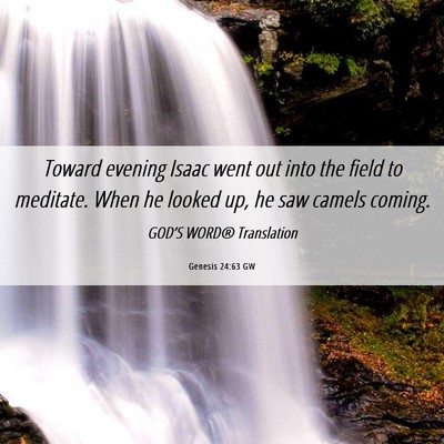 Picture 06 - Genesis 24:63 GW - Toward evening Isaac went out into the field to - Bible Verse Picture