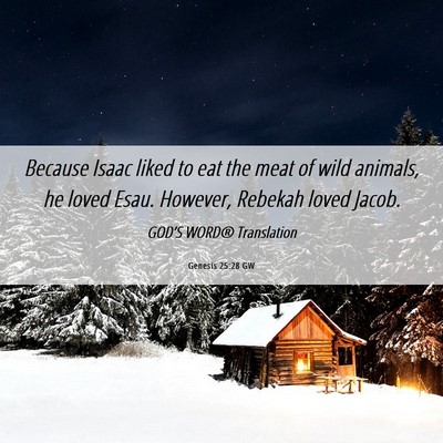 Picture 06 - Genesis 25:28 GW - Because Isaac liked to eat the meat of wild - Bible Verse Picture