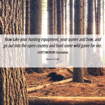 Picture 06 - Genesis 27:3 GW - Now take your hunting equipment, your quiver and - Bible Verse Picture