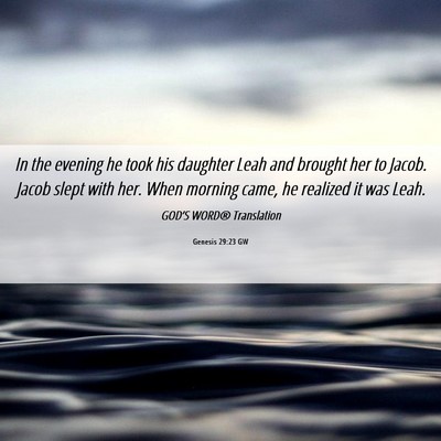 Picture 06 - Genesis 29:23 GW - In the evening he took his daughter Leah and - Bible Verse Picture