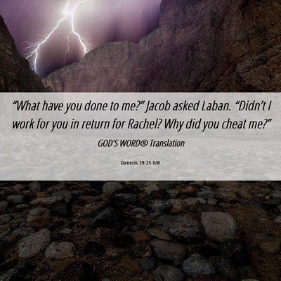 Picture 06 - Genesis 29:25 GW - “What have you done to me?” Jacob asked - Bible Verse Picture