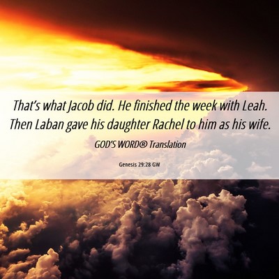 Picture 06 - Genesis 29:28 GW - That’s what Jacob did. He finished the week - Bible Verse Picture
