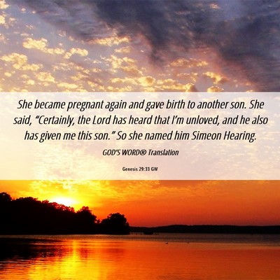 Picture 06 - Genesis 29:33 GW - She became pregnant again and gave birth to - Bible Verse Picture