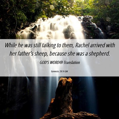 Picture 06 - Genesis 29:9 GW - While he was still talking to them, Rachel - Bible Verse Picture
