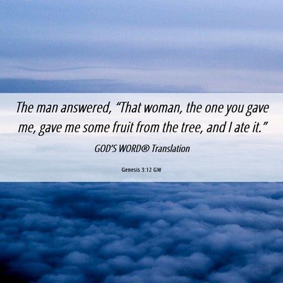 Picture 06 - Genesis 3:12 GW - The man answered, “That woman, the one you gave - Bible Verse Picture