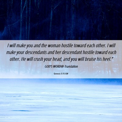 Picture 06 - Genesis 3:15 GW - I will make you and the woman hostile toward each - Bible Verse Picture