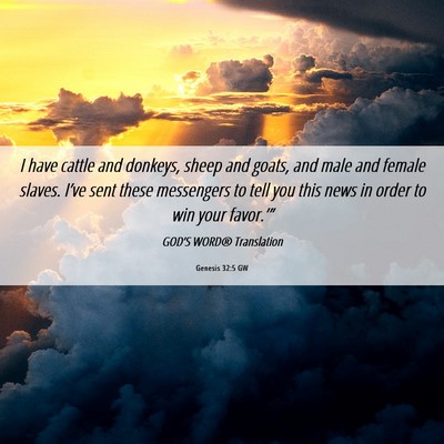 Picture 06 - Genesis 32:5 GW - I have cattle and donkeys, sheep and goats, and - Bible Verse Picture