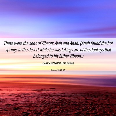 Picture 06 - Genesis 36:24 GW - These were the sons of Zibeon: Aiah and Anah. - Bible Verse Picture