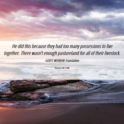 Picture 06 - Genesis 36:7 GW - He did this because they had too many possessions - Bible Verse Picture