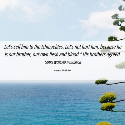 Picture 06 - Genesis 37:27 GW - Let’s sell him to the Ishmaelites. Let’s not - Bible Verse Picture