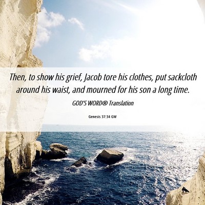 Picture 06 - Genesis 37:34 GW - Then, to show his grief, Jacob tore his clothes, - Bible Verse Picture