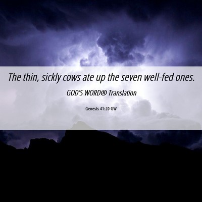 Picture 06 - Genesis 41:20 GW - The thin, sickly cows ate up the seven well-fed - Bible Verse Picture
