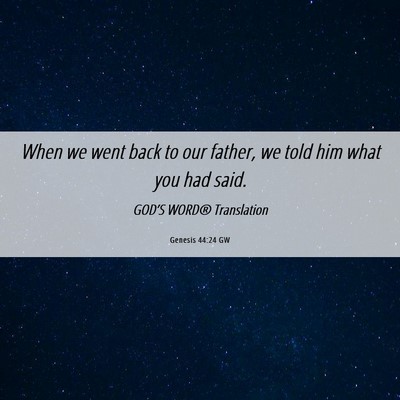 Picture 06 - Genesis 44:24 GW - When we went back to our father, we told him what - Bible Verse Picture