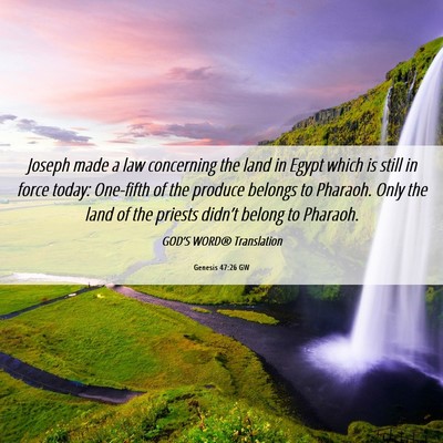 Picture 06 - Genesis 47:26 GW - Joseph made a law concerning the land in Egypt - Bible Verse Picture