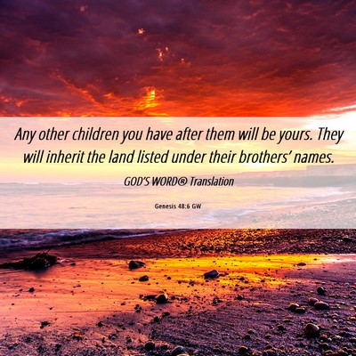Picture 06 - Genesis 48:6 GW - Any other children you have after them will be - Bible Verse Picture
