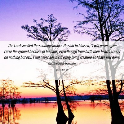 Picture 06 - Genesis 8:21 GW - The Lord smelled the soothing aroma. He said to - Bible Verse Picture